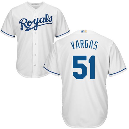 Royals #51 Jason Vargas White Cool Base Stitched Youth MLB Jersey
